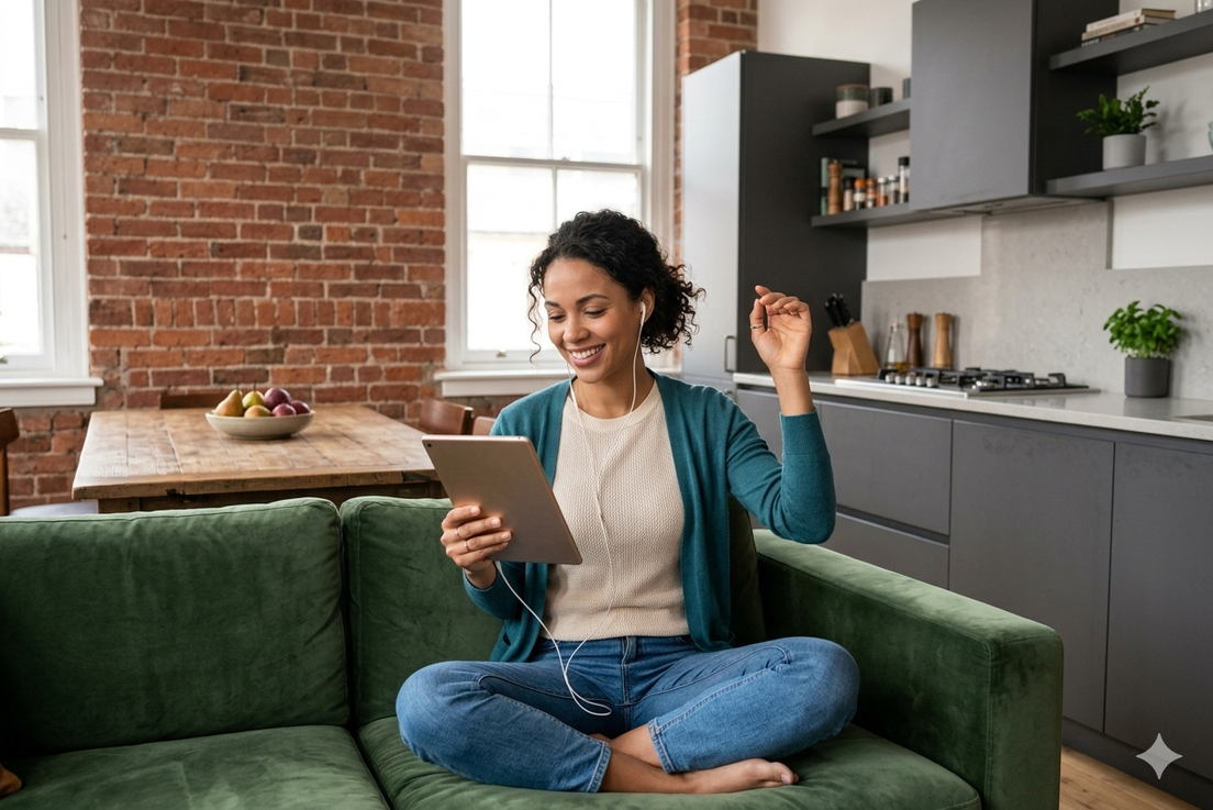 Smartphone in mano con app di musica in riproduzione